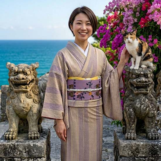 <span class="title">大島にシーサー紅型コーデ。仕立て上がり値下げしました</span>