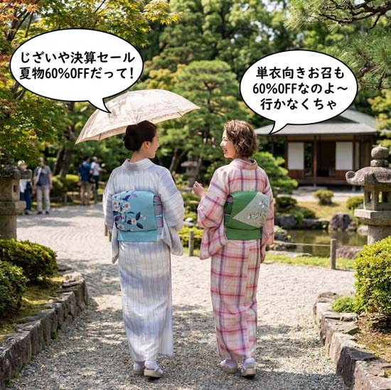 <span class="title">夏もの、お召６０％OFF！決算セールだけの特別価格です</span>